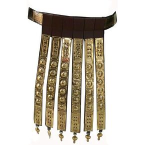 Roman Leather Apron Belt with Brass Fittings - Handmade Wearable Costume Armor for LARP Cosplay and Historical Reenactment - Adjustable Solid Brass Roman Legionnaire Belt in Kuwait