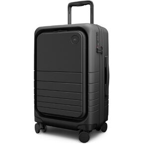 حقيبة Monos Pro قابلة للتوسيع (22 بوصة)، حقيبة سفر صلبة قابلة للتوسيع مع جيب أمامي، قفل TSA، معتمدة من شركات الطيران، أسود منتصف الليل in Kuwait