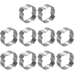 25Pcs Stainless Steel Double Ear Hose Clamps, Adjustable 24-28mm Heavy Duty O Clip Crimp Rings, Two Ears Cinch Rings Crimp Pinch Fitting for Automotive, Tubing, Fuel in Kuwait