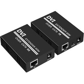 موسع DVI عبر كابل إيثرنت Cat5e/6/7 يصل إلى 196 قدمًا مع جهاز إرسال واستقبال مكرر Balun DVI Ethernet يدعم محول 1920x1200 HDCP EDID in Kuwait