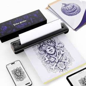 Rongta Tattoo Stencil Printer, F81S Wireless Thermal Tattoo Printer with 5pcs Transfer Paper, Compatible with Phone/Tablet/PC, Tattoo Supplies for Tattoo Artists, Black in Kuwait