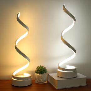Modern Spiral LED Table Lamp Set of 2, 10W Touch Control Table Lamp with USB Charging Ports, Dimmable 3 Color Modes Bedside Nightstand Desk Lamp Light for Bedroom, Living Room, Office -Silver in Saudi Arabia