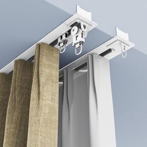Aluminum Ceiling Curtain Track System - 38ft White Recessed Curtains, Cuttable Single/Double Rod for Privacy Room Divider, Smooth Gliding, Easy Installation in Kuwait