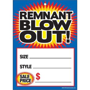 G60RBO Remnant Blow Out - علامات البيع المقواة بحلقة معدنية (حلقة نحاسية) - 5 × 7 بوصة (100 حزمة) بطاقات أسعار متجر السجاد والأرضيات، مخزون بطاقات 10 نقاط لسهولة الكتابة in Kuwait