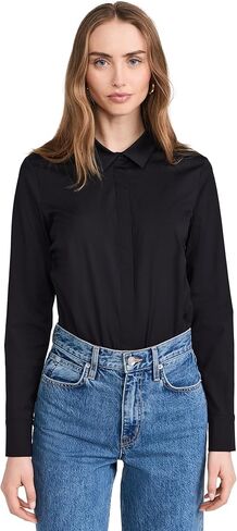 Wolford Blouse Body for Women Long Sleeve Cotton Bodysuit with Collared Top Covered Button Placket Button Cuffs Snap Closure in Saudi Arabia