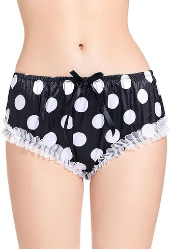 Women Sissy Dots Satin Lingerie Bikini Briefs Panties Knickers in Saudi Arabia