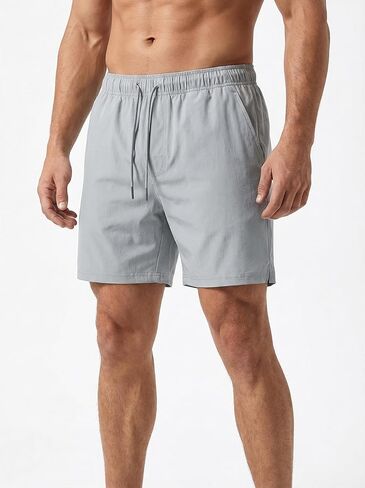 Men's Athletic Sports Shorts, Drawstring Workout Shorts for Gym, Solid Color Running Training Shorts in Saudi Arabia