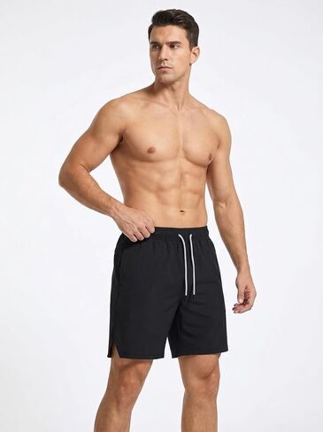 Men's Athletic Sports Shorts, Drawstring Workout Shorts for Gym, Solid Color Running Training Shorts in Saudi Arabia