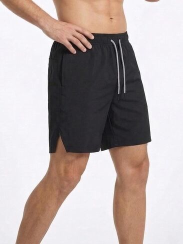 Men's Athletic Sports Shorts, Drawstring Workout Shorts for Gym, Solid Color Running Training Shorts in Saudi Arabia
