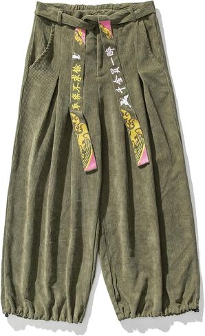 GURUNVANI Mens Corduroy Pants Loose Drawstring Sweatpants Vintage Cargo Pant in Saudi Arabia