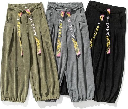 GURUNVANI Mens Corduroy Pants Loose Drawstring Sweatpants Vintage Cargo Pant in Saudi Arabia