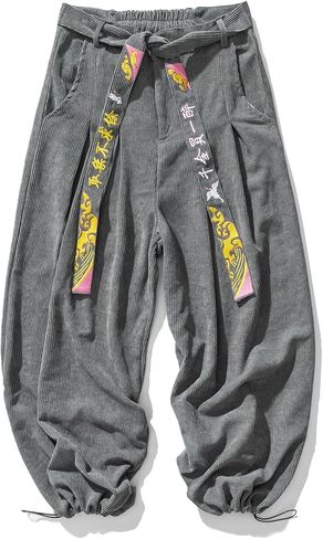 GURUNVANI Mens Corduroy Pants Loose Drawstring Sweatpants Vintage Cargo Pant in Saudi Arabia