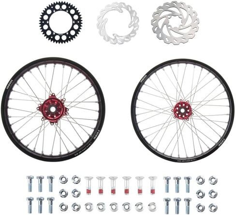 Tusk Impact Complete Front/Rear Wheel Package 1.60 x 21/2.15 x 18 Black Rim/Silver Spoke/Red Hub for Honda CRF450R 2004-2014 in Saudi Arabia