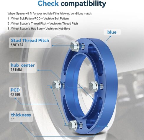 ECCPP 2 قطعة فواصل العجلات 4x156 إلى 4x156 1 بوصة 4LUG مع ترصيع 3/8 بوصة 131CB لـ Raptor 350 2004-2010 لـ Raptor 250 2008 لـ Raptor 700R 2009 in Saudi Arabia