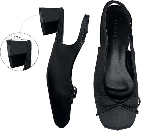 كعب باليه من الساتان للنساء بكعب Slingback ومقدمة مربعة وكعب مكتنز وكعب راقصة الباليه مع حزام Maryjane لحفلات الزفاف المسطحة للعروس أحذية الحفلات الأنيقة in Kuwait