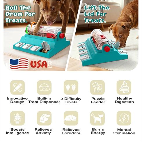 KADTC مستويين من التحدي، حجم كبير جدًا، لعبة تغذية لغز الكلب المتدحرج التي يتم تنشيطها بمخالب، الولايات المتحدة الأمريكية. العلامة التجارية والتصميم، ألغاز علاج الكلاب العدوانية، لعبة التحفيز الذهني للطعام البطيء in Kuwait