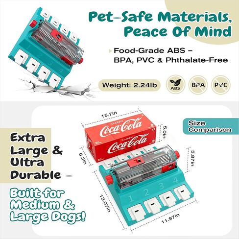 KADTC مستويين من التحدي، حجم كبير جدًا، لعبة تغذية لغز الكلب المتدحرج التي يتم تنشيطها بمخالب، الولايات المتحدة الأمريكية. العلامة التجارية والتصميم، ألغاز علاج الكلاب العدوانية، لعبة التحفيز الذهني للطعام البطيء in Kuwait