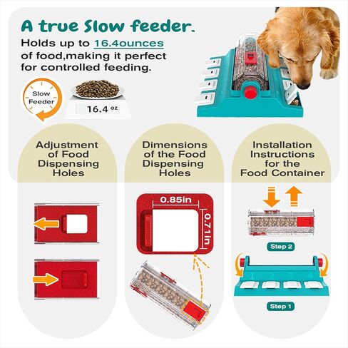 KADTC مستويين من التحدي، حجم كبير جدًا، لعبة تغذية لغز الكلب المتدحرج التي يتم تنشيطها بمخالب، الولايات المتحدة الأمريكية. العلامة التجارية والتصميم، ألغاز علاج الكلاب العدوانية، لعبة التحفيز الذهني للطعام البطيء in Kuwait
