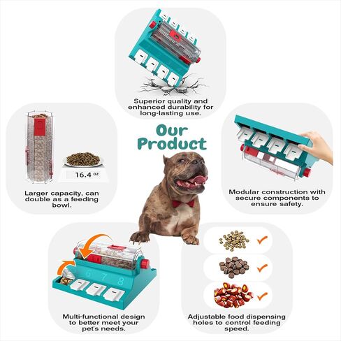 KADTC مستويين من التحدي، حجم كبير جدًا، لعبة تغذية لغز الكلب المتدحرج التي يتم تنشيطها بمخالب، الولايات المتحدة الأمريكية. العلامة التجارية والتصميم، ألغاز علاج الكلاب العدوانية، لعبة التحفيز الذهني للطعام البطيء in Kuwait