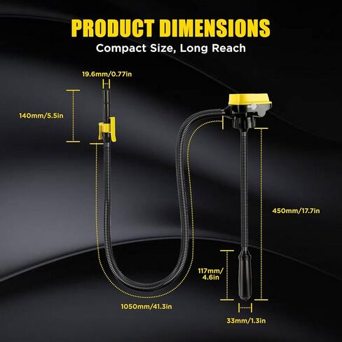 مضخة نقل وقود لاسلكية مع خرطوم مرن، تعمل بالبطارية، متوافقة مع بطاريات DeWalt 20V وMilwaukee 18V، توقف تلقائي، تدفق عالي 3.2GPM، محولات 3 أحجام، ضخ وقود محمول in Kuwait