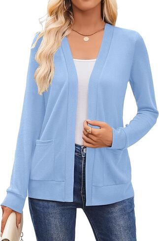 Halife Womens Lightweight Cardigans with Pockets Long Sleeve Casual Soft Open Front Knit Cardigan Sweaters in Kuwait