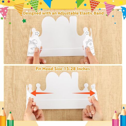 36 Set 100 Days of School Coloring Crowns 100th Day of School Paper Craft Crown Hats 100 Day Party Decorations Color Your Own Crafts for Students Classroom Activities Gift Celebration Supplies DIY Art in Kuwait