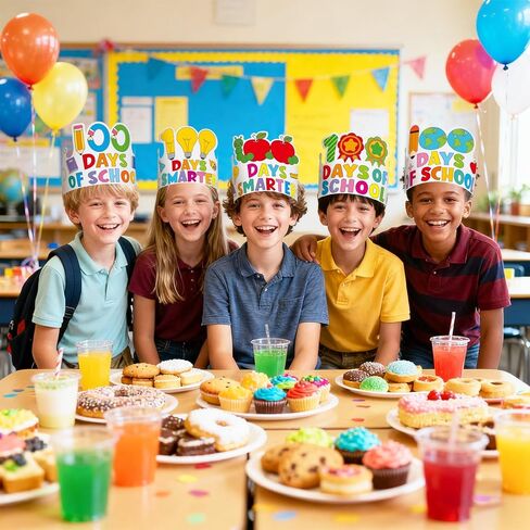 36 Set 100 Days of School Coloring Crowns 100th Day of School Paper Craft Crown Hats 100 Day Party Decorations Color Your Own Crafts for Students Classroom Activities Gift Celebration Supplies DIY Art in Kuwait