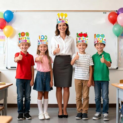 36 Set 100 Days of School Coloring Crowns 100th Day of School Paper Craft Crown Hats 100 Day Party Decorations Color Your Own Crafts for Students Classroom Activities Gift Celebration Supplies DIY Art in Kuwait