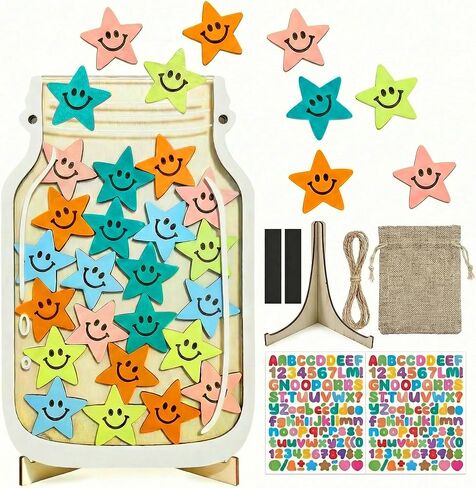 برطمان نجمي مغناطيسي للأطفال، مخطط مكافآت لنمو سلوك الأطفال، نظام جوائز الفصل الدراسي، بديل لمخطط التدريب على المرحاض، مجموعة رمزية خشبية in Kuwait