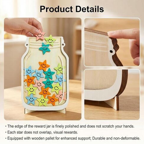 برطمان نجمي مغناطيسي للأطفال، مخطط مكافآت لنمو سلوك الأطفال، نظام جوائز الفصل الدراسي، بديل لمخطط التدريب على المرحاض، مجموعة رمزية خشبية in Kuwait
