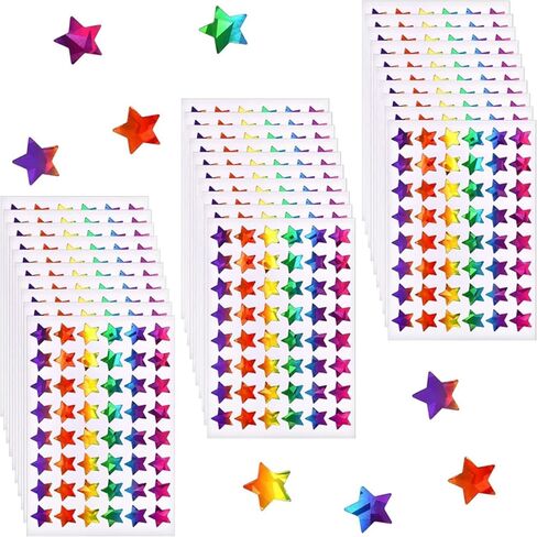 2400 Pcs Star Stickers for Kids Reward Holographic Star Stickers Reward for Behavior Chart School Classroom Teacher Supplies 0.6inch School Supplies for Classroom in Saudi Arabia