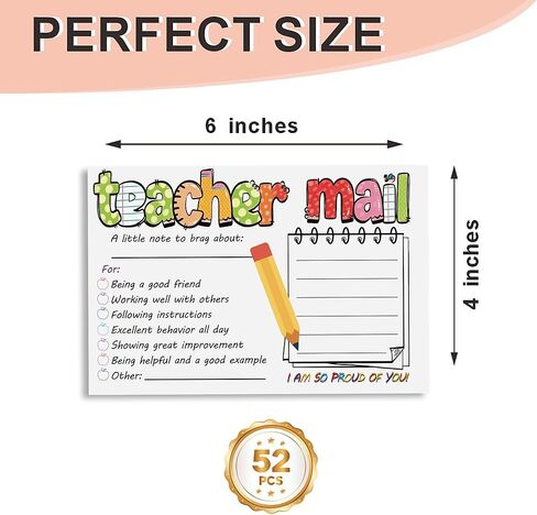 52 قطعة من الملاحظات البريدية السعيدة للمعلم للآباء، وبطاقات حوافز السلوك الإيجابي للفصل الدراسي، وملاحظات المكافآت التحفيزية لمعلمي مرحلة ما قبل المدرسة ورياض الأطفال الابتدائية in Kuwait