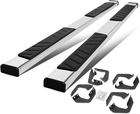 Auto Dynasty Flat Running Boards Compatible with 2007-2021 Toyota Tundra Double/Crew Cab, Stainless Steel Side Step Nerf Bars, 4.5 Inches Step Bars, Polished Chrome in Saudi Arabia