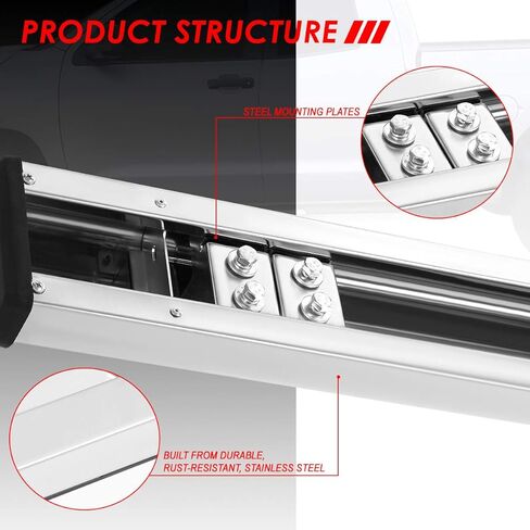 Auto Dynasty Flat Running Boards Compatible with 2007-2021 Toyota Tundra Double/Crew Cab, Stainless Steel Side Step Nerf Bars, 4.5 Inches Step Bars, Polished Chrome in Saudi Arabia