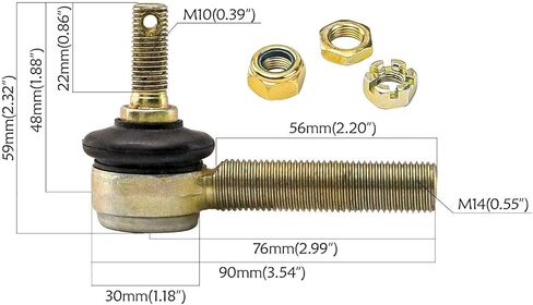 Aramox Tie Rod Ball Joint Steel Alloy 2Pcs M10 M14 for Quad Dirt Bike ATV Kart in Kuwait
