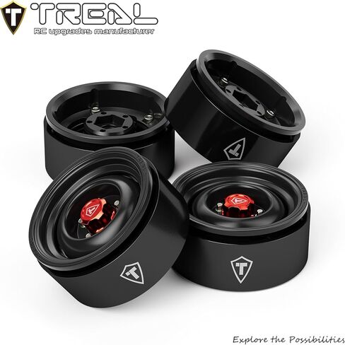 TREAL 1.9" CNC Machined Retro-Style Vintage Wagon Beadlock Wheels for 1:10 Scale RC Crawlers-VTE20(White) in Saudi Arabia