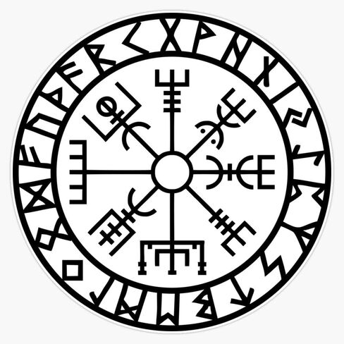 Vegvisir - Futhark - Runes - Navigator - Vikings Vinyl Waterproof Sticker Decal Car Laptop Wall Window Bumper Sticker 5" in Saudi Arabia