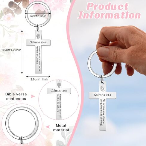 30 قطعة سلسلة المفاتيح المسيحية الإسبانية مجموعة السائبة المسيحية الصليب المفاتيح الكتاب المقدس الآية المفاتيح الفولاذ المقاوم للصدأ الهدايا الملهمة الدينية الهدايا الدينية الكاثوليكية عيد الفصح الكنيسة الموظف المفضلة in Kuwait