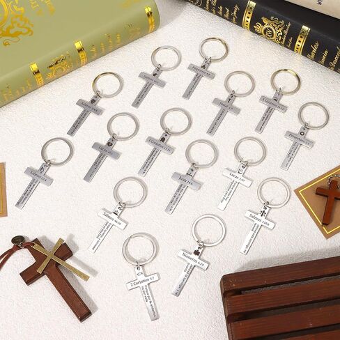30 قطعة سلسلة المفاتيح المسيحية الإسبانية مجموعة السائبة المسيحية الصليب المفاتيح الكتاب المقدس الآية المفاتيح الفولاذ المقاوم للصدأ الهدايا الملهمة الدينية الهدايا الدينية الكاثوليكية عيد الفصح الكنيسة الموظف المفضلة in Kuwait