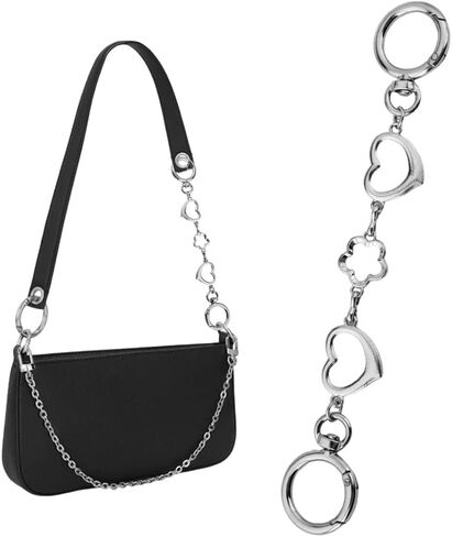 Kefley Cute Metal Heart Bag Extender Chain Charms Silver Hollow Heart and Flower Purse Strap Extender Replacement Extension Y2K Aesthetic Purse Handbag Charms Accessories for Women in Saudi Arabia