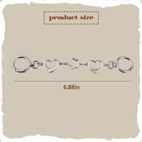 Kefley Cute Metal Heart Bag Extender Chain Charms Silver Hollow Heart and Flower Purse Strap Extender Replacement Extension Y2K Aesthetic Purse Handbag Charms Accessories for Women in Saudi Arabia