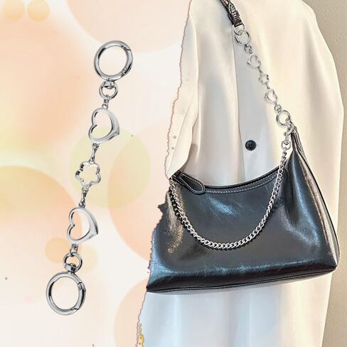 Kefley Cute Metal Heart Bag Extender Chain Charms Silver Hollow Heart and Flower Purse Strap Extender Replacement Extension Y2K Aesthetic Purse Handbag Charms Accessories for Women in Saudi Arabia