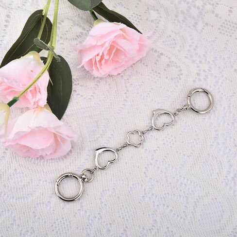 Kefley Cute Metal Heart Bag Extender Chain Charms Silver Hollow Heart and Flower Purse Strap Extender Replacement Extension Y2K Aesthetic Purse Handbag Charms Accessories for Women in Saudi Arabia