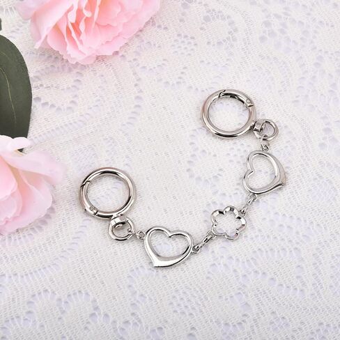Kefley Cute Metal Heart Bag Extender Chain Charms Silver Hollow Heart and Flower Purse Strap Extender Replacement Extension Y2K Aesthetic Purse Handbag Charms Accessories for Women in Saudi Arabia