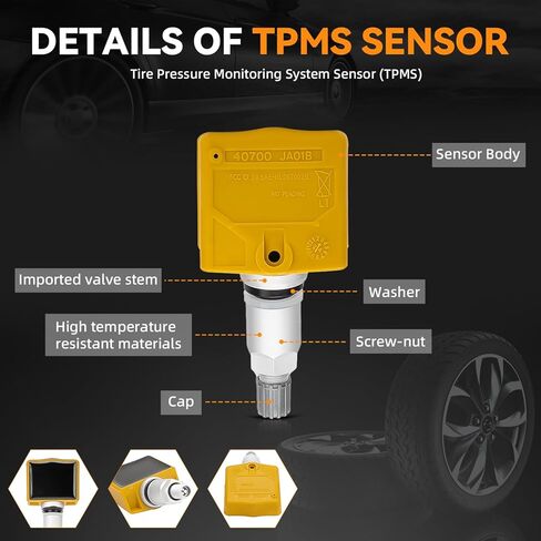 DEAL AUTO ELECTRIC PARTS TPMS Sensor, Pre-Programmed, 4pcs 315MHz Tire Pressure Monitoring Sensor, Compatible with Nissan Altima Titan Frontier Sentra Infiniti FX35 FX45 Q45 Sedan, Raplace 40700-1AA0B in Saudi Arabia