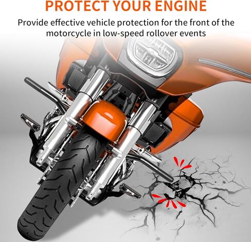 AUFER محرك دراجة نارية الحرس الأمامي الوفير شريط تحطم الطريق السريع متوافق مع 2014-2024 Harley Touring Street Glide Road Glide Road King Electra Glide Ultra Limited Flat Out Bar in Saudi Arabia
