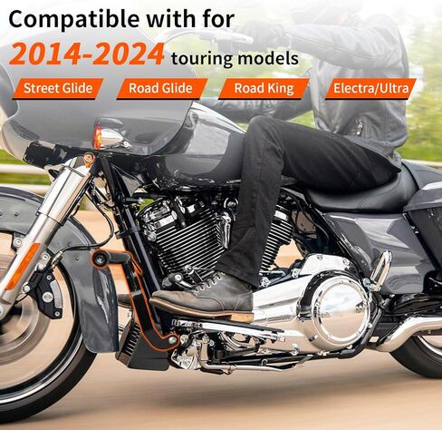AUFER محرك دراجة نارية الحرس الأمامي الوفير شريط تحطم الطريق السريع متوافق مع 2014-2024 Harley Touring Street Glide Road Glide Road King Electra Glide Ultra Limited Flat Out Bar in Saudi Arabia