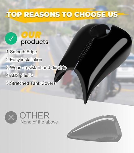 أغطية خزانات ممتدة، أغطية وقود جالون سوداء لامعة ممتدة متوافقة مع موديلات Harley Touring Street Glide، Road Glide FLH 2009-2023 in Kuwait
