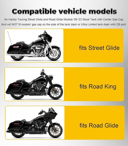 أغطية خزانات ممتدة، أغطية وقود جالون سوداء لامعة ممتدة متوافقة مع موديلات Harley Touring Street Glide، Road Glide FLH 2009-2023 in Kuwait