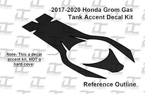Decal Concepts Carbon Fiber Gas Tank Cover Accent Decal Graphic Kit - for Honda Grom (2017-2020) (Black Carbon Fiber) in Saudi Arabia